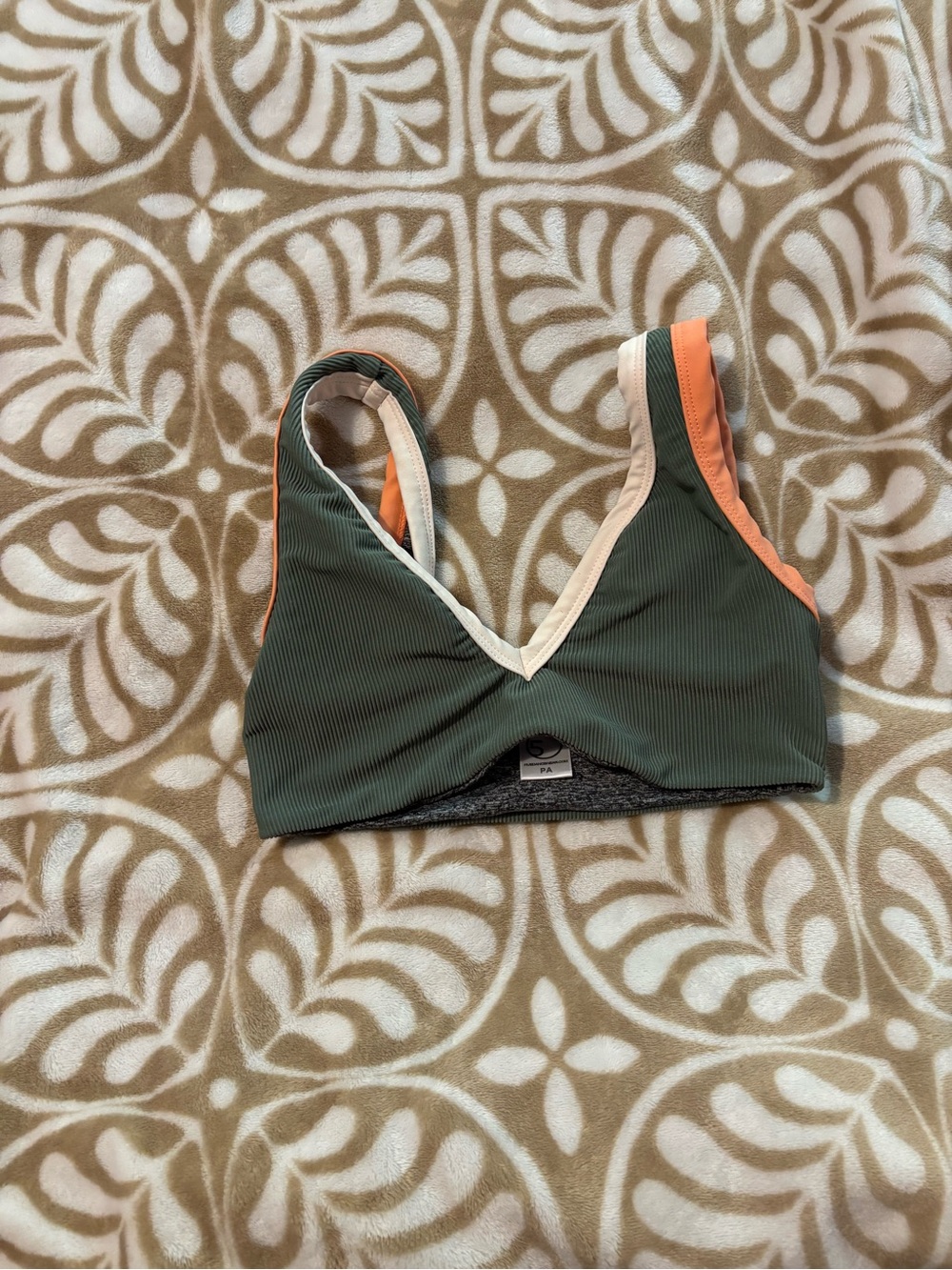 Women’s Olive Ribbed V‑Neck Bra  with Contrast Trim Five The Label